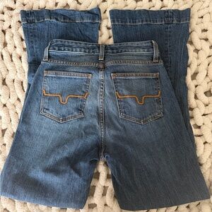 Kimes Ranch Women's Boot Cut Jeans in Medium Blue with Orange Stitching